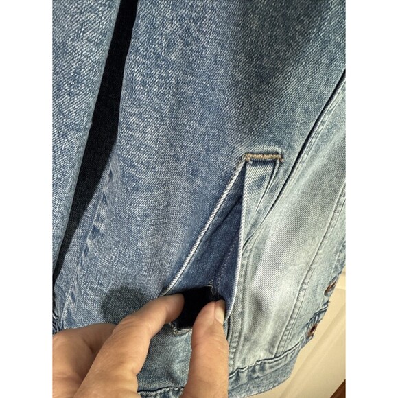 KUT From the Kloth Emma Boyfriend Denim Jean Jacket Womens Sz M Pink Fur Collar - Picture 3 of 16